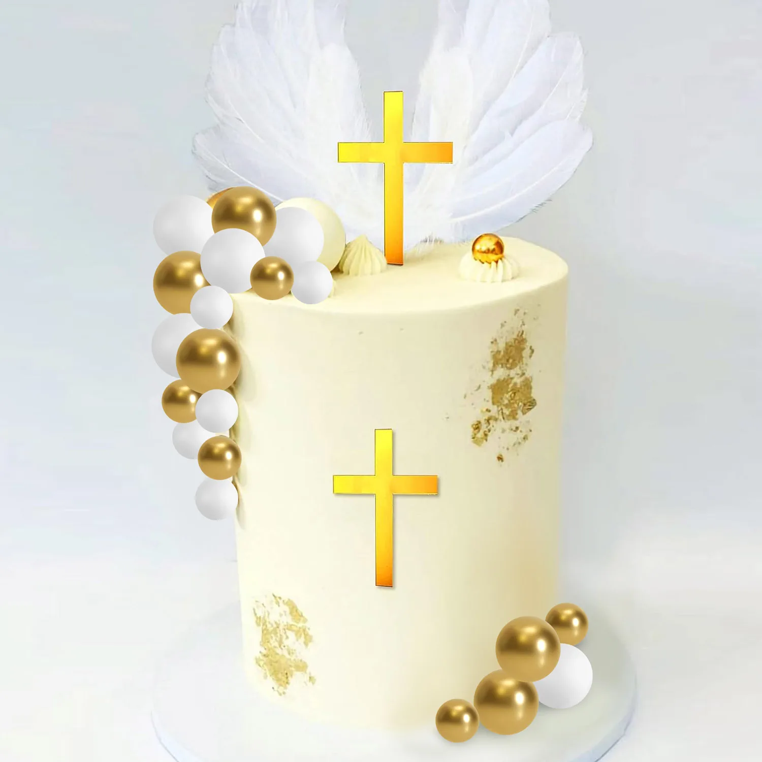 White Feathers Cake Decoration Baptism Cake and Angel Cake Decoration Cross Decoration Baptism Party Favors Baptism Party