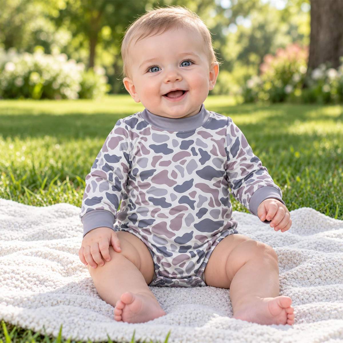 Kids Clothing Baby Boy Long Sleeves Southern Camo Choker Rompers Newborn Bodysuit Children Toddler Button up Bubbles Jumpsuit
