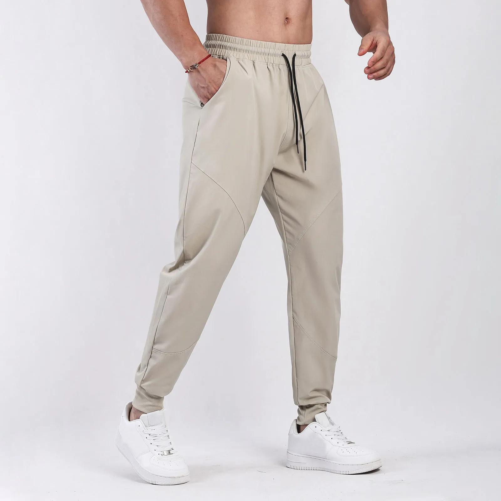 

Male Trousers Breathable And Comfortable Thin Summer Stitching Cuffed Ice Silk Trousers