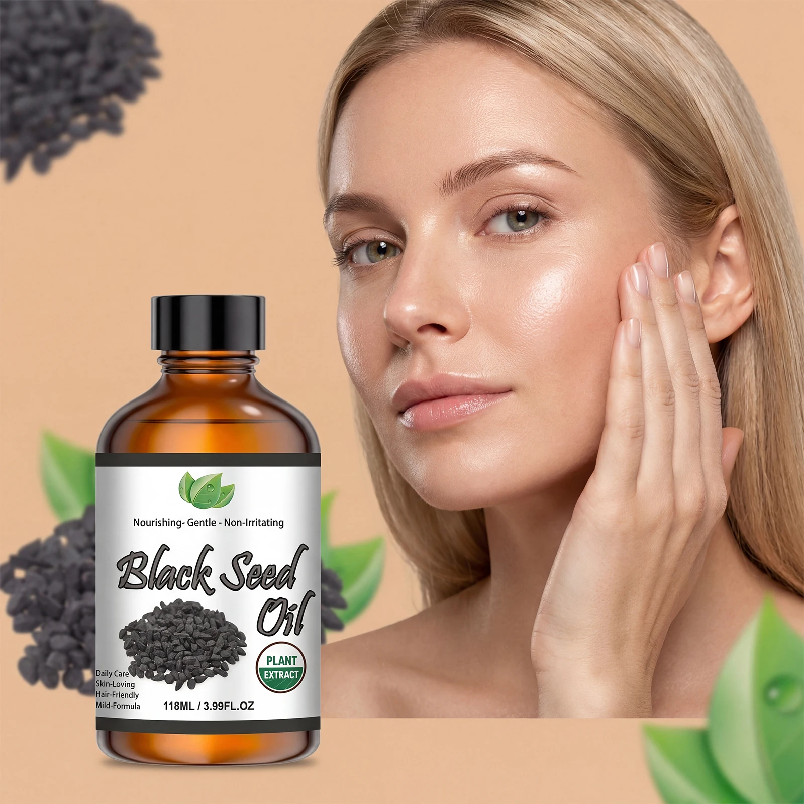 Pure Black Seed Oil Essence Multipurpose Deep Nourishing Oil for Face Body Hair Scalp Soothing Hydrating Refreshing Skincare Oil