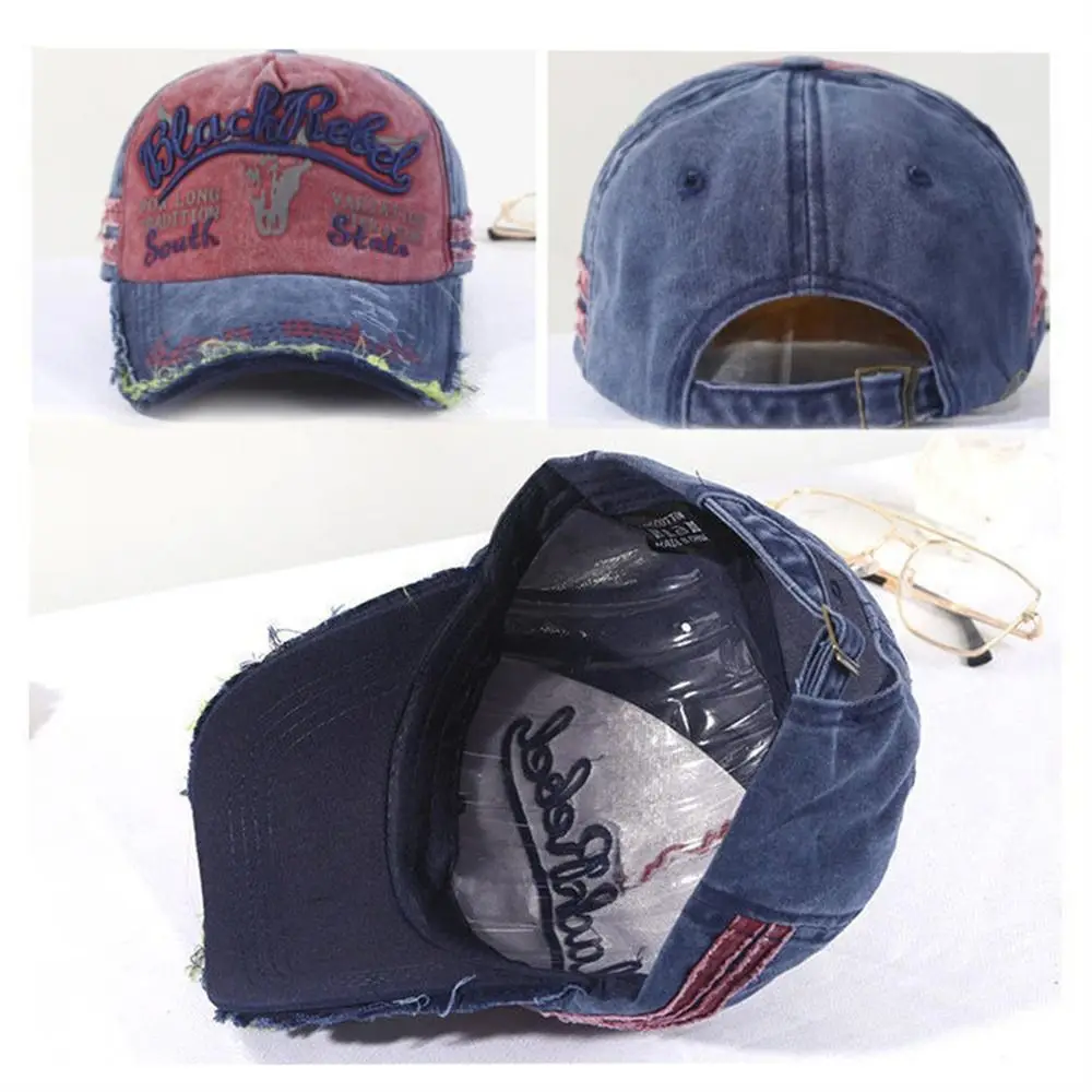 Vintage bejsbolówka z literami moda Retro jeansowa czapka typu Snapback czapka taty regulowana zmiękczana bawełna czapka typu Trucker lato jesień