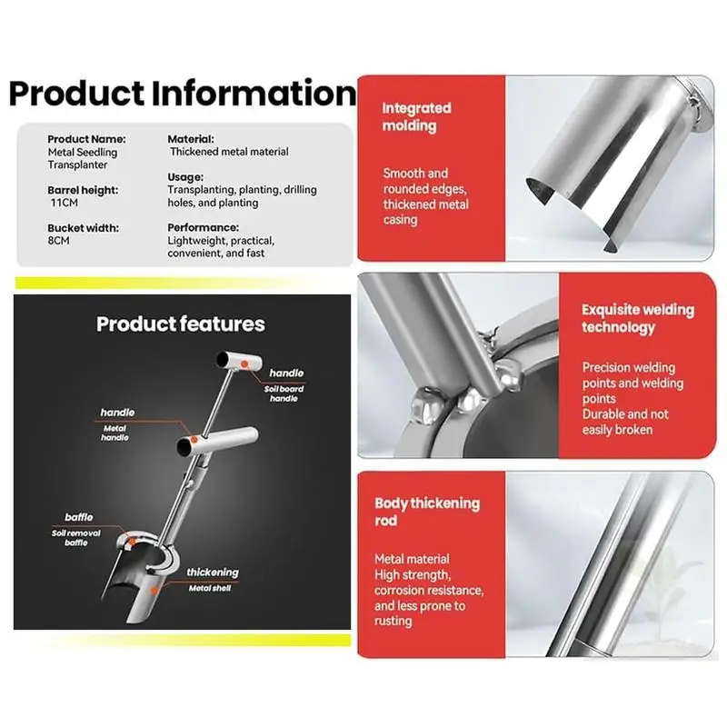 Bulb Planter Tool Garden Planting Transplanter Stainless Steel Bulb Planter Tool Handheld Garden Transplanter Tool For Digging