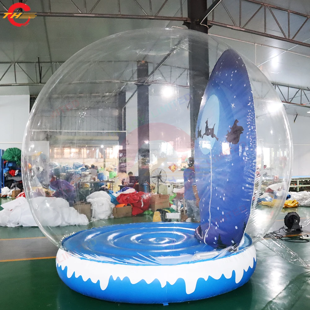 Globo de nieve inflable para decoración navideña, pantalla de publicidad al aire libre, casa de burbujas transparente, envío rápido