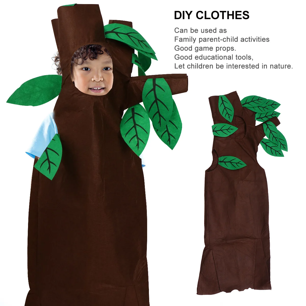 1세트 브라운 클래식 롤 플레잉 드레스 간편 착용 어린이 할로윈 쇼 의상 축제 공연 복장