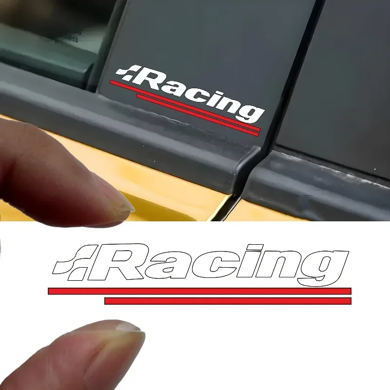 2Pcs Racing Badge Style Vinyl Car Sticker, Universal Decal for Motorcycle Scooter Car Window Body Auto DIY Styling Decor