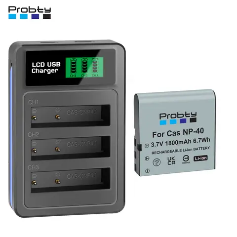 NP-40 NP 40 NP40 LB-060 Rechargeable Camera Battery +LCD 3 Slot Charger for Casio EX-Z30/Z40/Z50/Z55/Z57/Z750 EX-P505/P600/P700