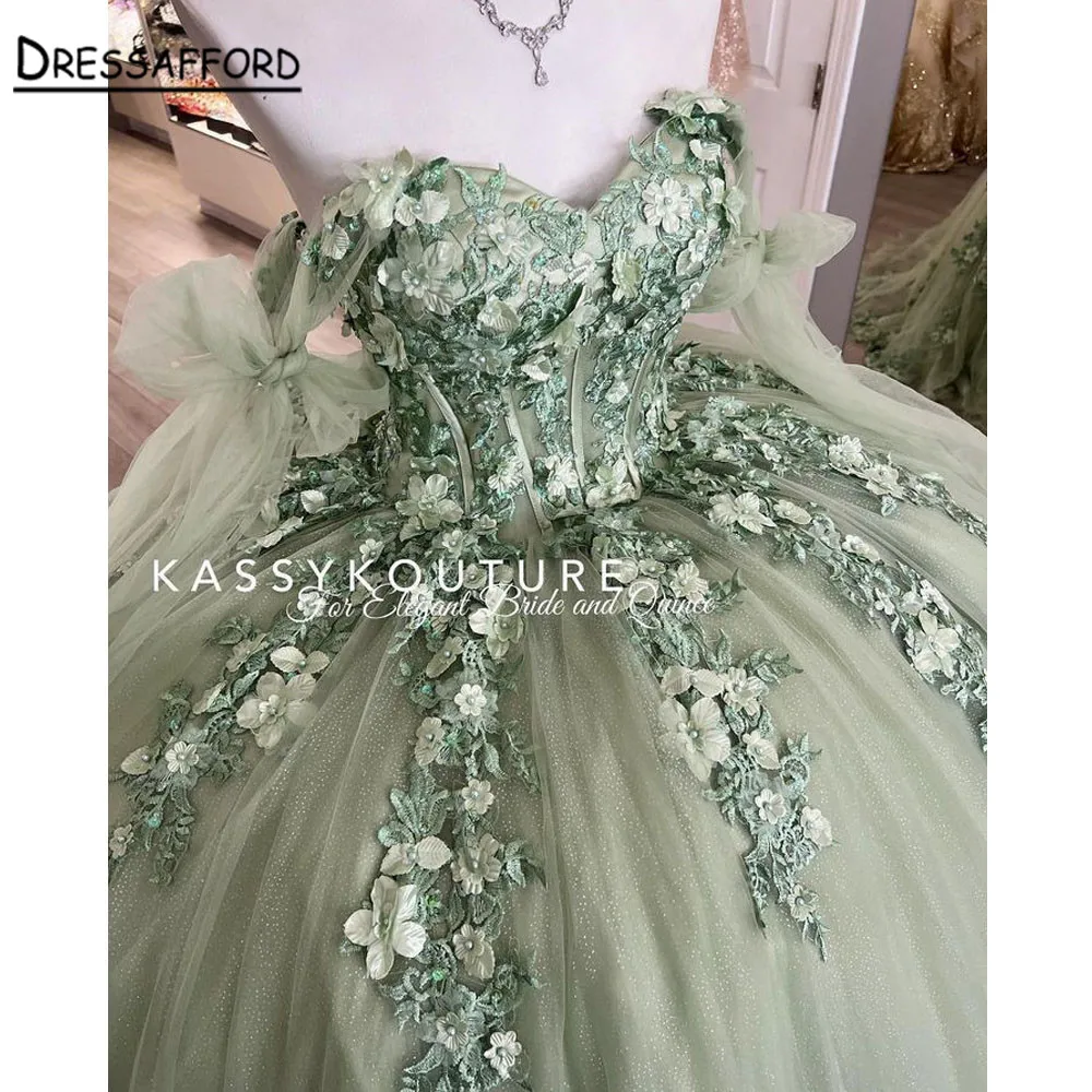 Hortelã verde princesa quinceanera vestidos de baile 2022 rendas apliques doce 16 vestido vestidos de 15 años baile