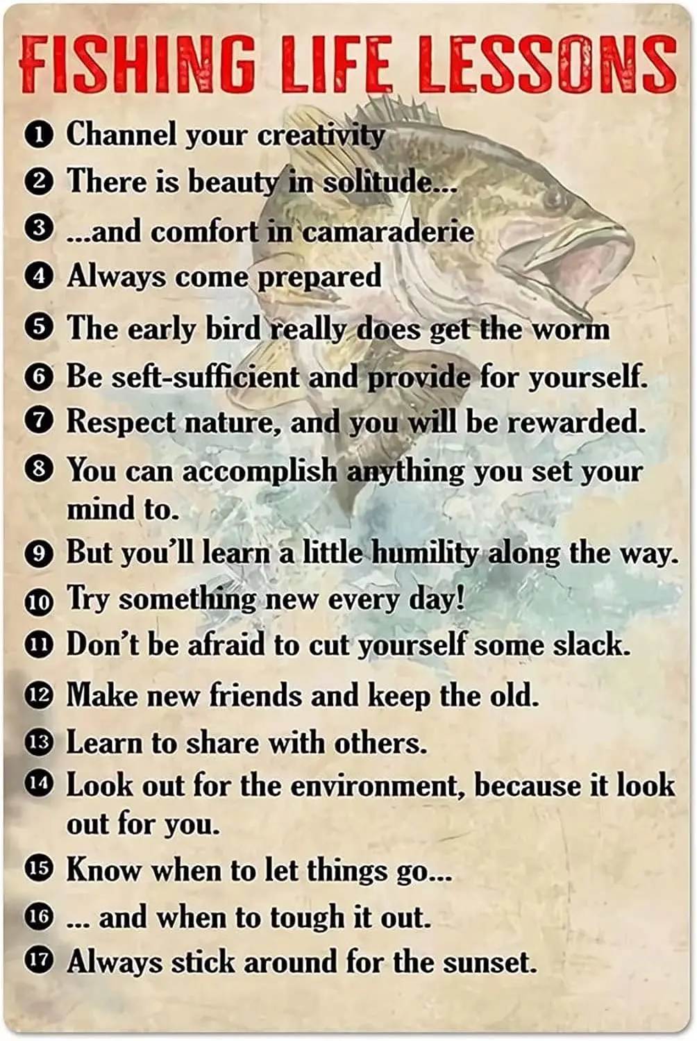 Fishing Life Lessons Knowledge Metal Tin Signs Print Poster Fishing Life Lessons Popular Science School Garden Hospital