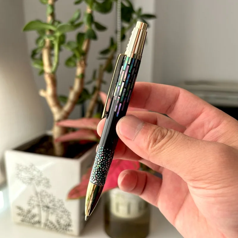 Benovel Conch Lacquer Automatic Ballpoint Pen Luminous Shell Design Press Neutral Schmidt Black Gel Pen Elastic Gift for Teacher