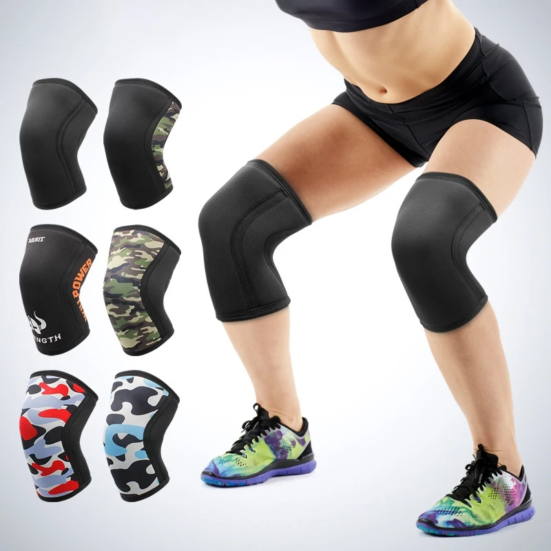 1Piece 7mm Neoprene Sports Kneepads Compression Weightlifting Pressured Crossfit Training Knee Pads Support Women Men