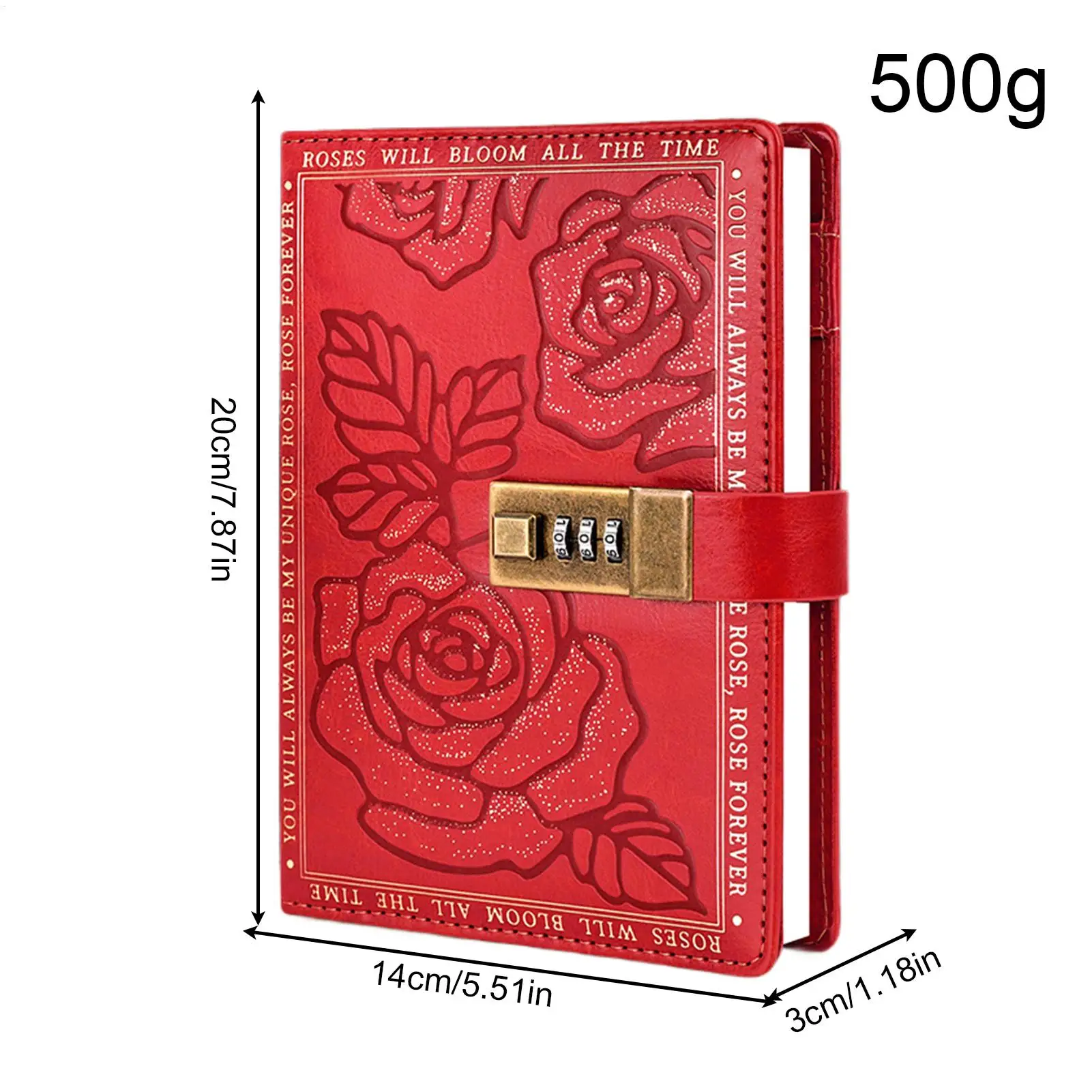 Diario con codice di blocco Copertina in pelle PU Diario con serratura Fiori e foglie Piante Etichetta Libro Blocco Diario di memoria Manuale