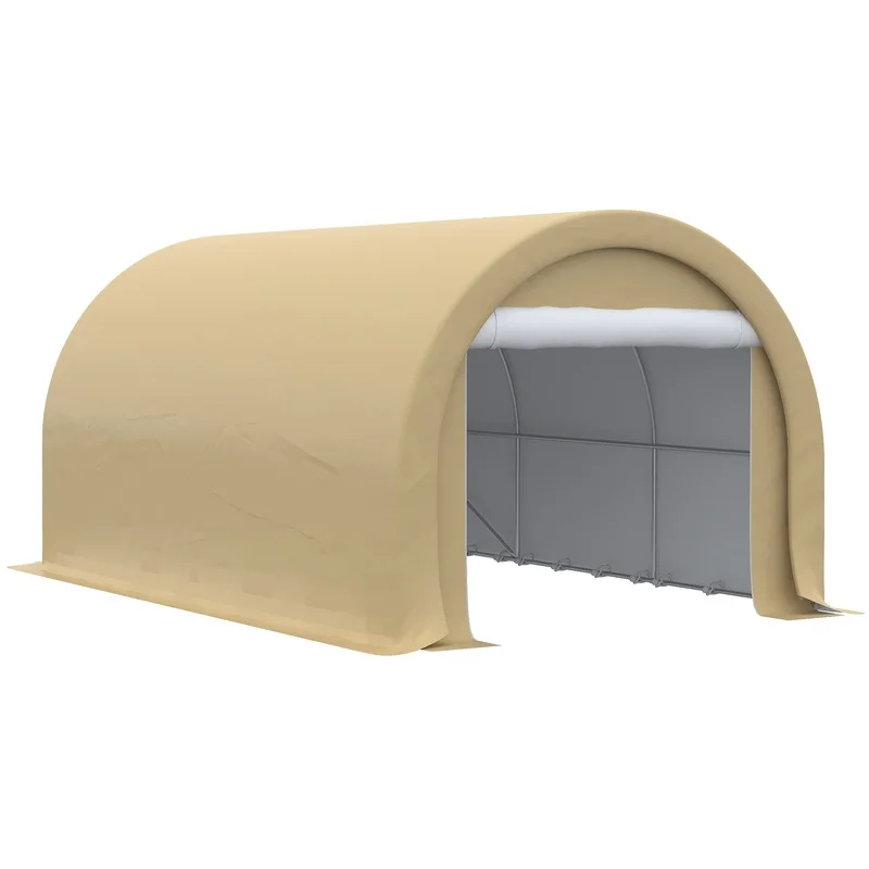 

Outsunny 10' x 16' Heavy Duty Carport with Large Zippered Door, UV-Resistant PE Canopy for Vehicle & Outdoor Storage, Beige