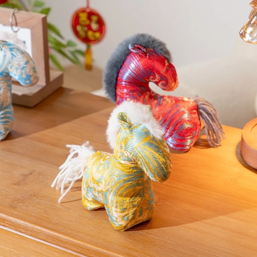 PP Cotton Stuffed Zodiac Horse Plush Dolls Simulated Bristles Chinese Style Year of The Horse Mascot Soft Mascot Doll