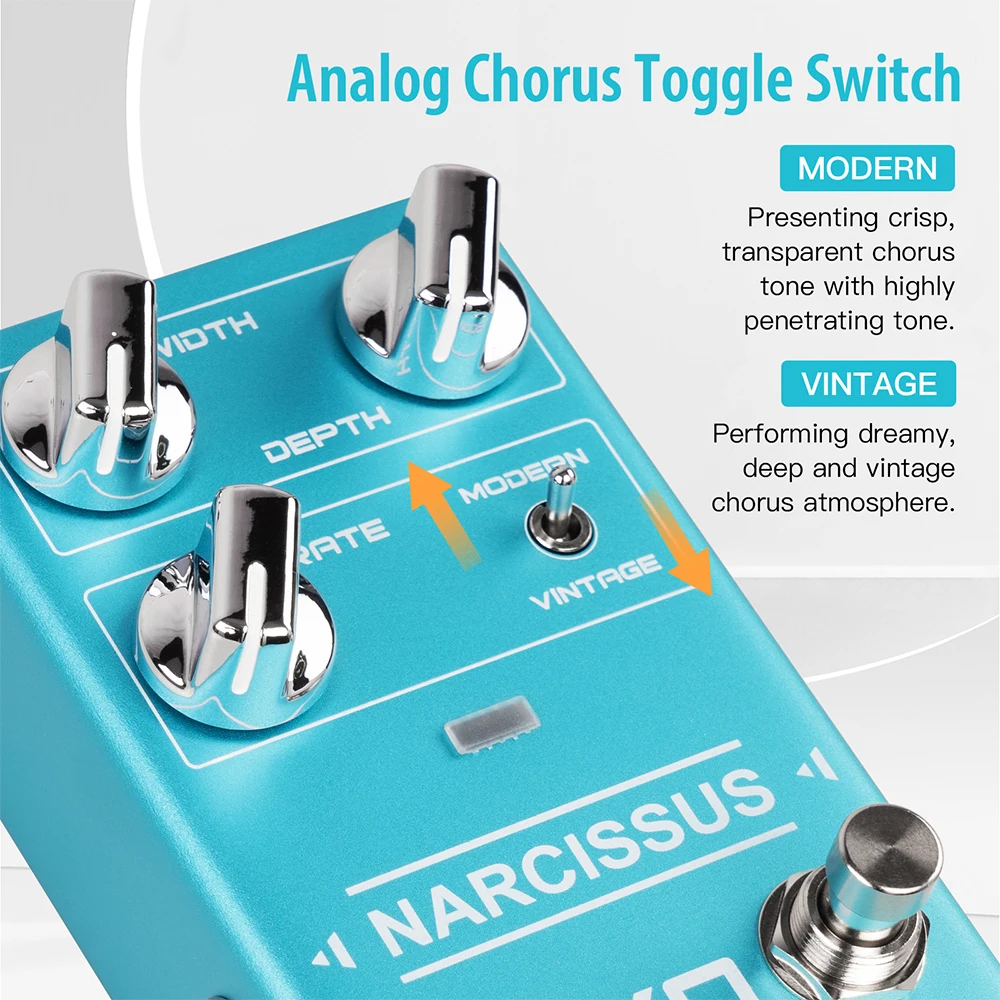 Pedal de efecto de guitarra Chorus de circuito semialógico JOYO R-22, pedales de varios tonos NARCISSUS con tono de palanca VINTAGE y moderno