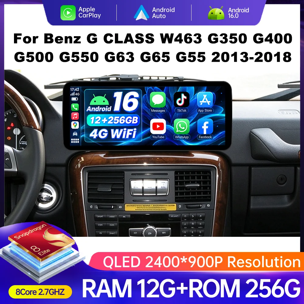 12.3 Inch for Benz G CLASS W463 G350 G400 G500 G550 G63 G65 G55 2013-2018 Car Radio Android 16 Multimedia Video Player WIFI+4G