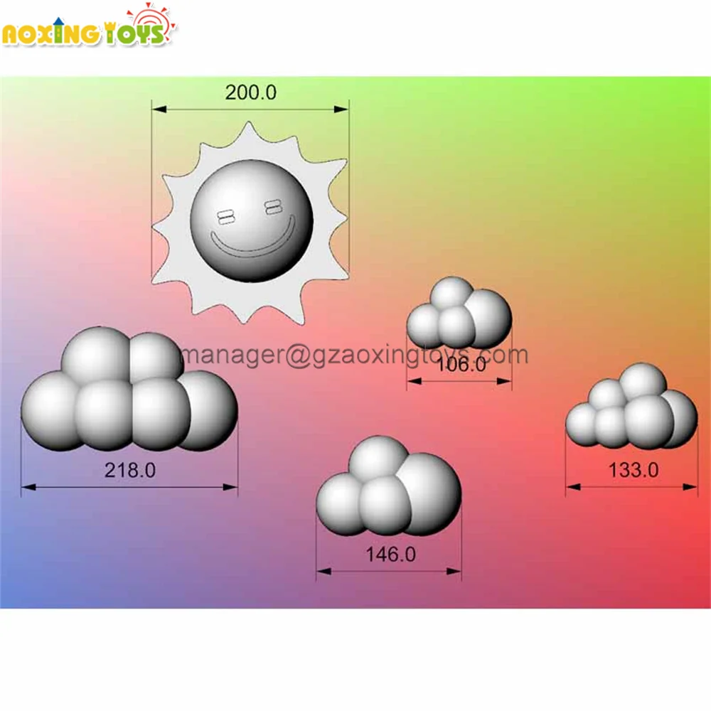 1Set Riese aufblasbar die Sonne und weiße Wolken hängen Ballon mit LED-Licht für die Werbung Dekoration Bühnen veranstaltungen