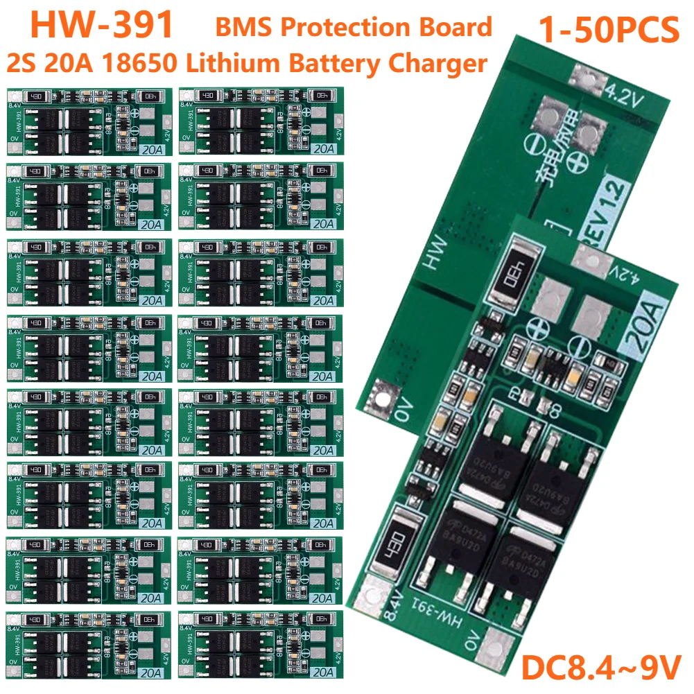 HW-391 2S 20A 7.4V 8.4V 18650 Li-ion Lithium Battery Charger Protection Board Module/BMS Board Balance Module For DIY 1-50PCS