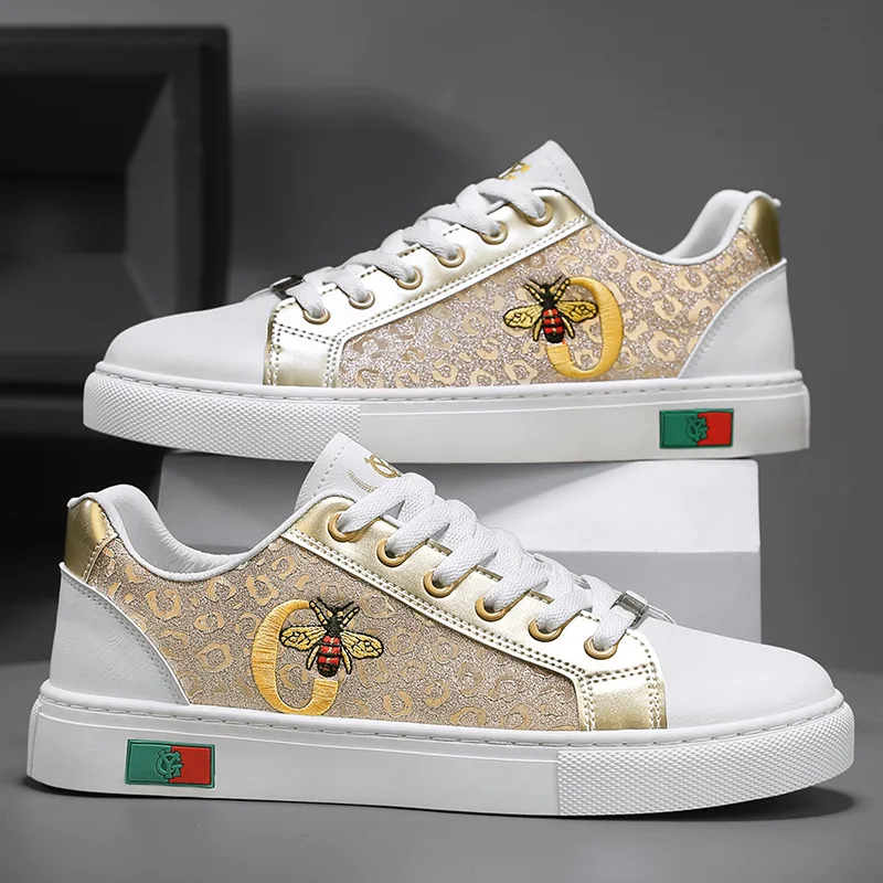 

Men's leather breathable sports shoes, comfortable and breathable outdoor casual lace-up trendy sneakers