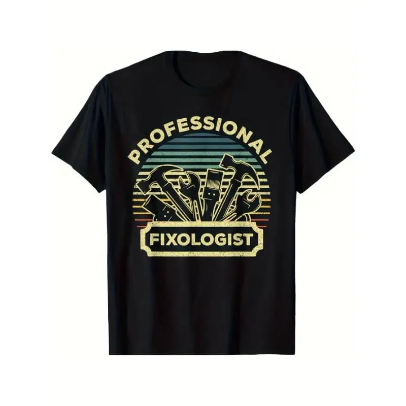 

Professional Fixologist T-Shirt, Funny Mechanic Tools Retro Sunset Graphic Tee, Unisex Handyman Repairman Workshop Gift Top