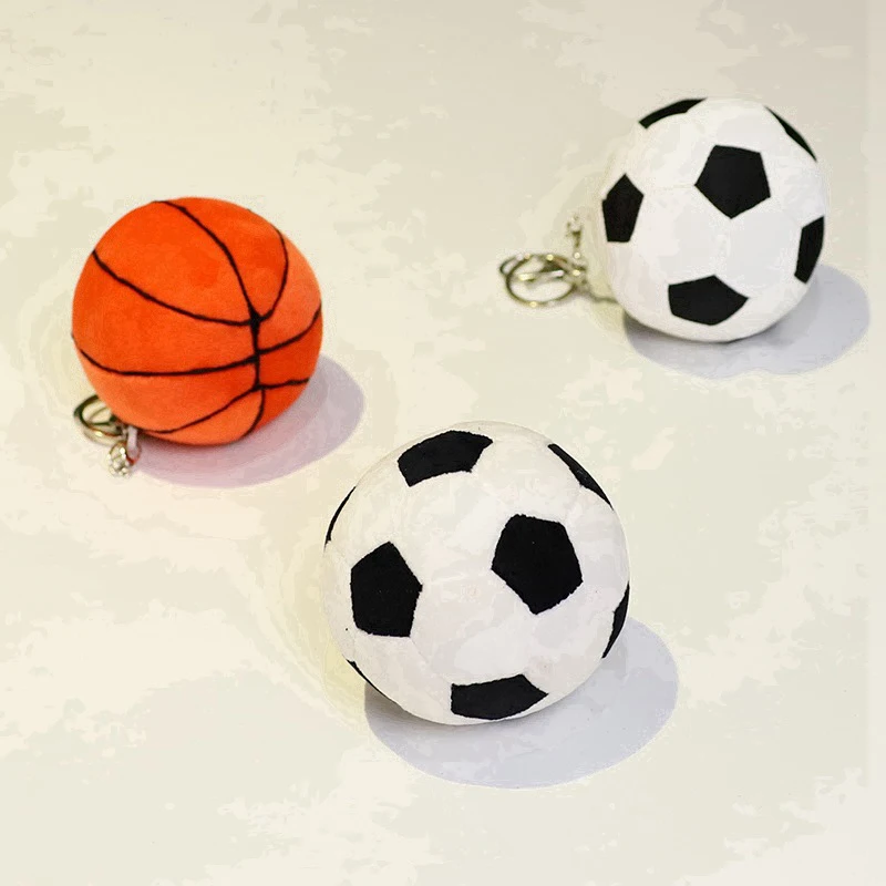 Plush Soccer Ball Keychain Stuffed Football Keychain Sports Ball Key Ring Backpack Keychain