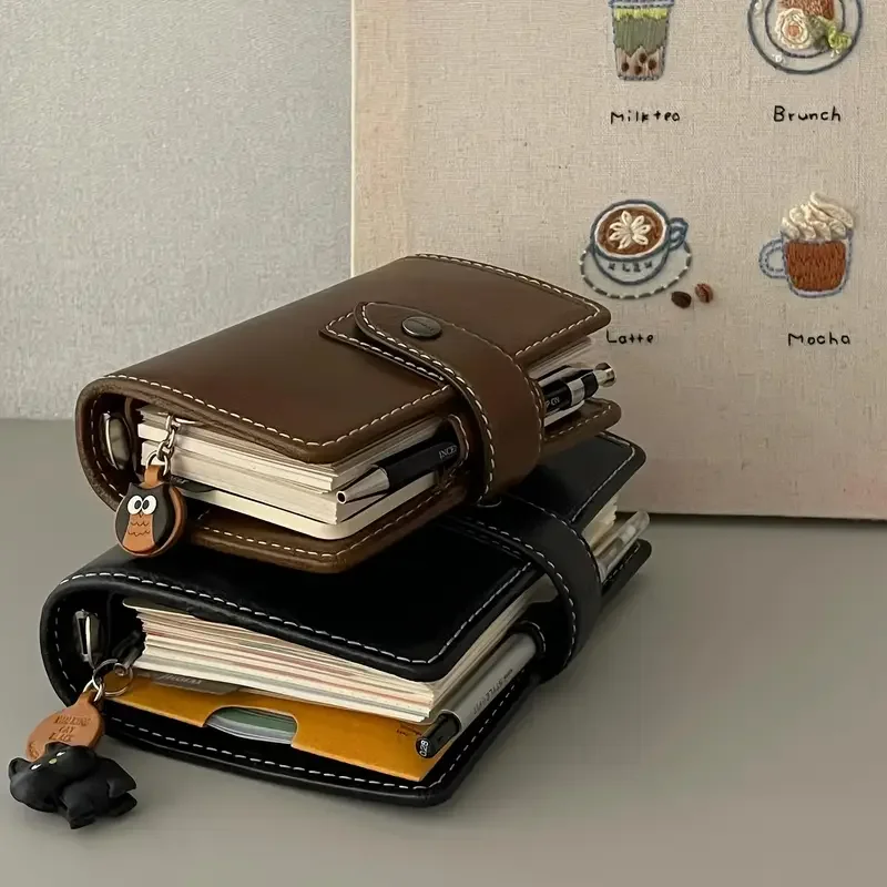 Bloc de notas A7 de piel sintética, cuaderno portátil, diario de viaje y tarjetero, cuadernos diarios, cuadernos de escritura, suministros escolares de oficina