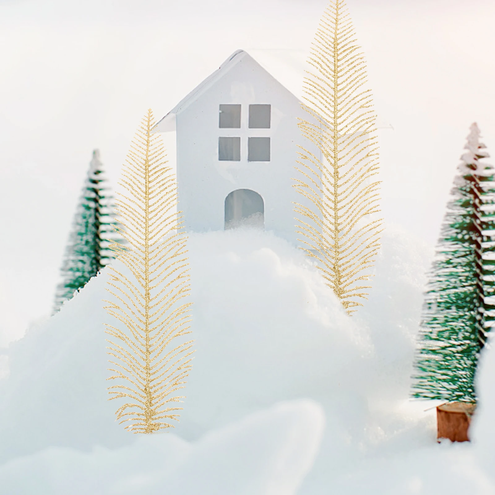 

10pcs Christmas Glitter Leaves Fake Wreath Decor Picks Tree Garland Ornament Diy Fall Floral Arrangement Simulated Faux Leaf