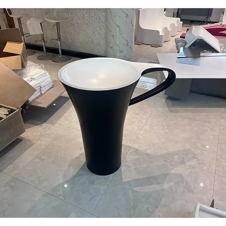 Custom Solid Surface Stone Standing Sink with Faucet Modern Mini Art Bathroom Washbasin Hotel