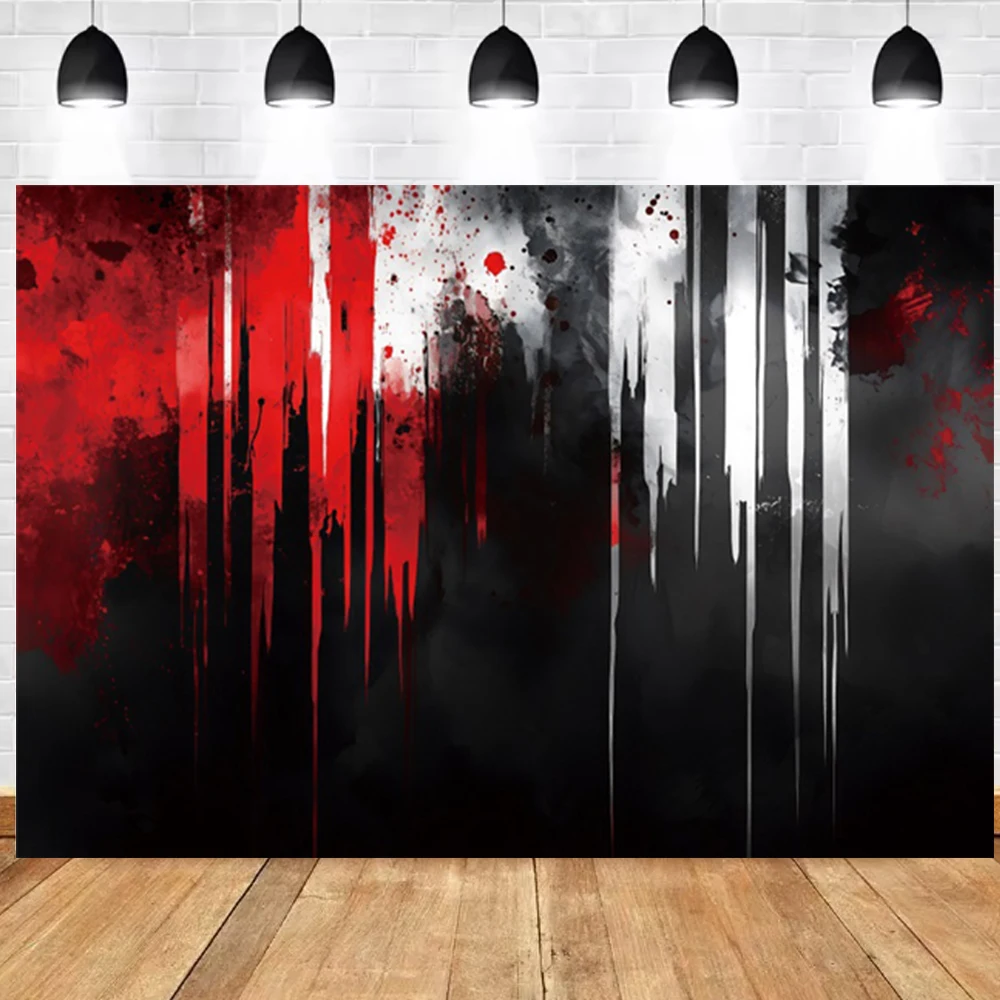 Horror Halloween Photography Backdrop Red Bloody Wall Wooden Board Kids Family Halloween Party Decoration Photo Background Props