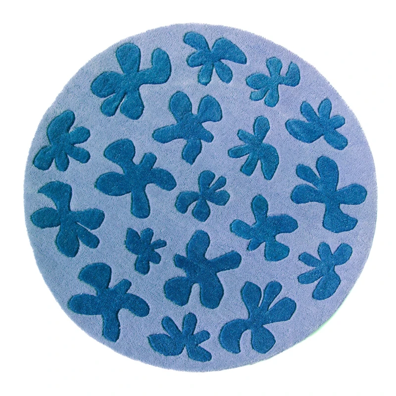 

Fluffy non-slip pink blue flower round carpet soft plush small area nursery children's room carpet