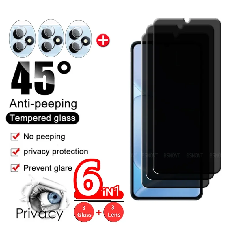 

6-in-1 For Realme Note 80 Glass OPPO Realme Note 80 Tempered Glass Protective Anti-Spy Privacy Screen Protector Realme Note 80