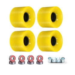 Rueda de monopatín amarilla 78A, 60x45mm, mejora tu experiencia de conducción con juego de ruedas de Longboard ABEC 11 rodamientos y espaciadores