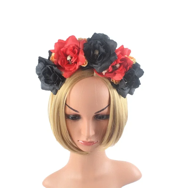 

Floral Fall Women Day of the Dead Flower Crown Festival Headband Rose Mexican Floral Headpiece