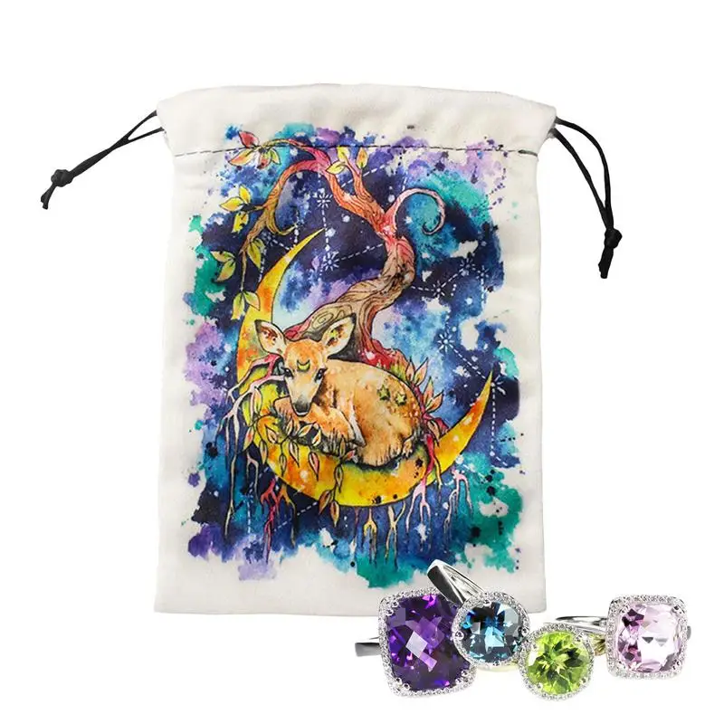 Velvet Bags with Drawstrings Velvet Rune Bags with Double Sided Printing Tarot Deck Bags Velvet Bags Gift Pouch for Crystals