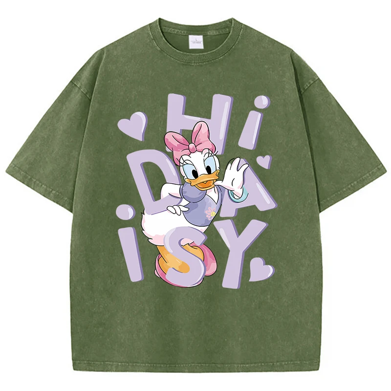 ديزي داك مرحبا يوم المرأة تي شيرت الصيف الأمريكية الرجعية القطن عادية تي شيرت تصميم تنفس Normcore تي شيرت بأكمام قصيرة #2