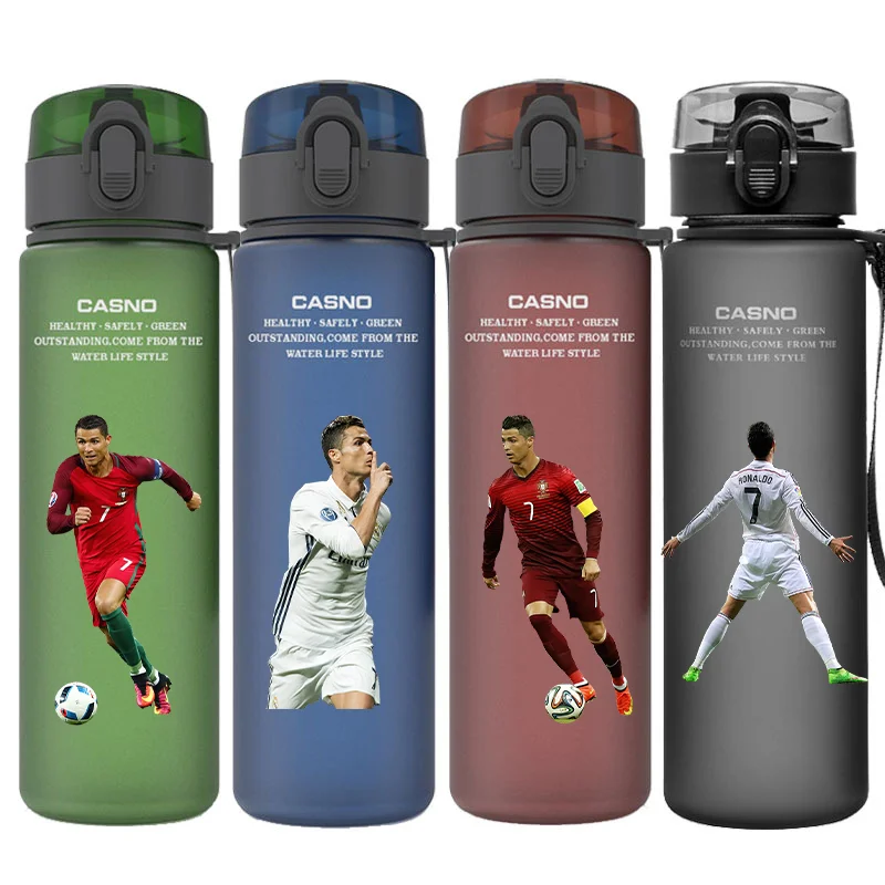 Bouteille d'eau de sport 560 ml Cristiano Ronaldo, grande capacité, portable, pour activités de plein air, cadeau pour fans