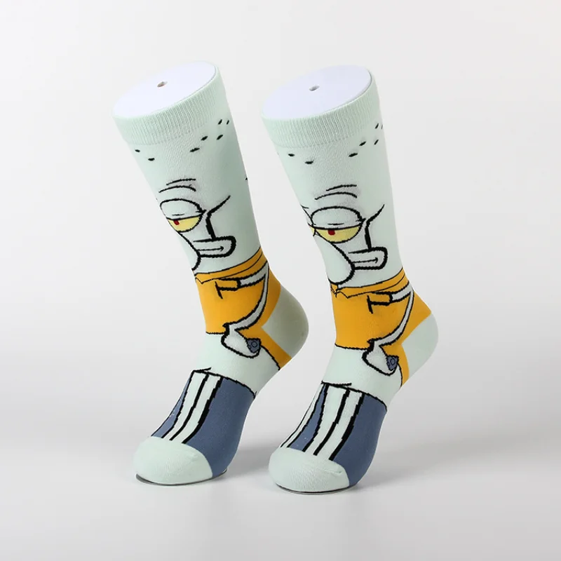 Kawaii Spongebob Socks Patrick Star Squidward Tentacles Cartoon Socks Pure Cotton Male Trend Tube Socks Direct selling