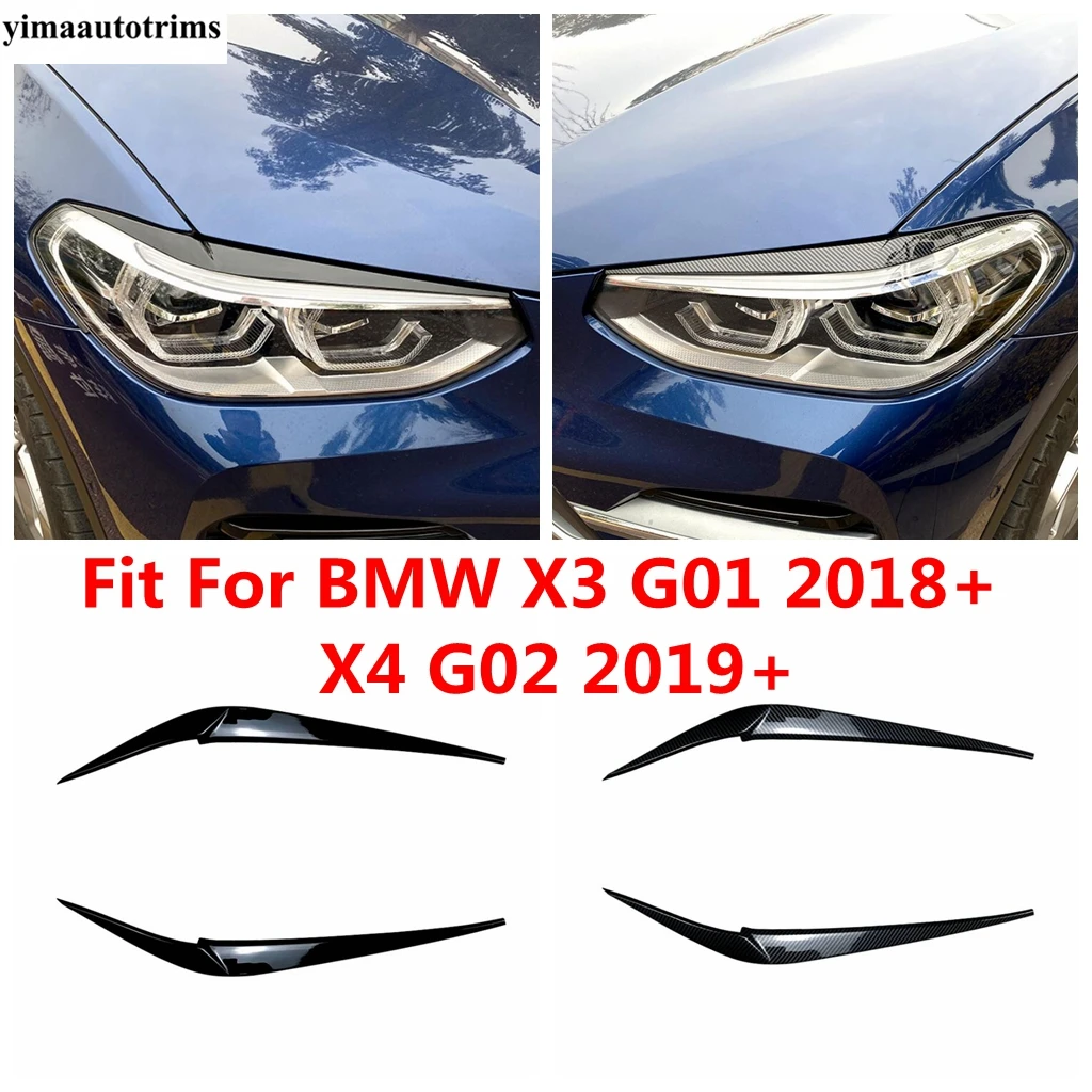 

2pcs Car Front Head Light Eyebrow Cover Sticker For BMW X3 G01 2018 - 2022 / X4 G02 2019 - 2022 ABS Headlight Lamp Decoration