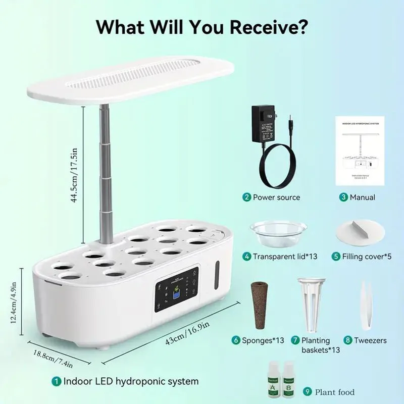 Full Spectrum LED Lighting For Indoor Plants With Touch Controlled PVC Adjustable Height Hydroponic Plant Growth Light System