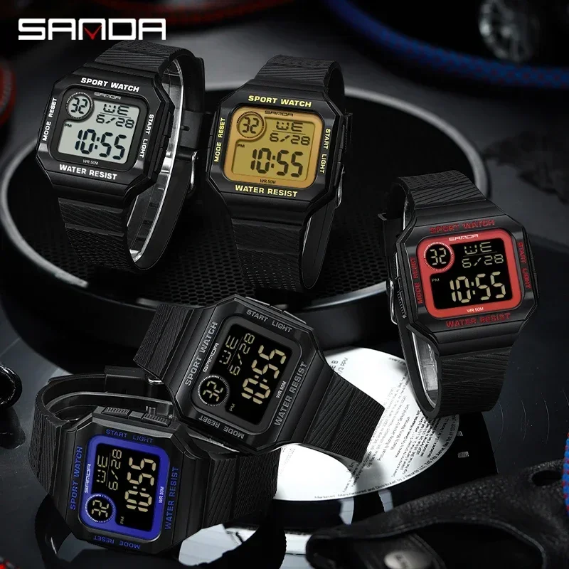 SANDA Digital Watch Men Military Sport Wristwatch Top Brand Luxury LED Stopwatch Waterproof Male Electronic Clock Original 2129