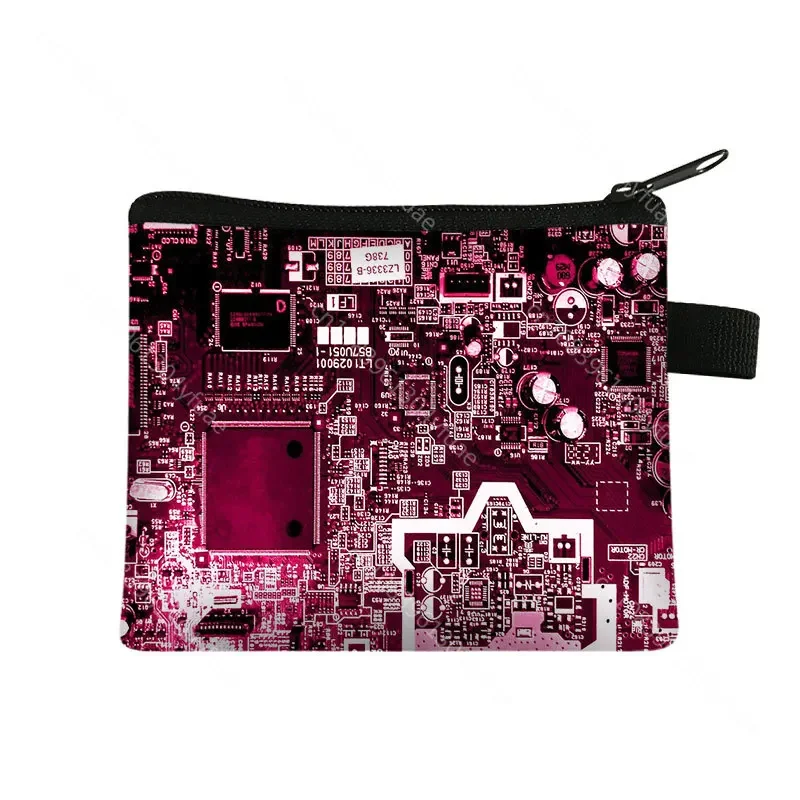 Electronic Chip Coin Purse para homens e mulheres, Circuit Board Wallet, saco de dinheiro cartão de crédito, mini bolsa e embreagem, meninos Bolsas