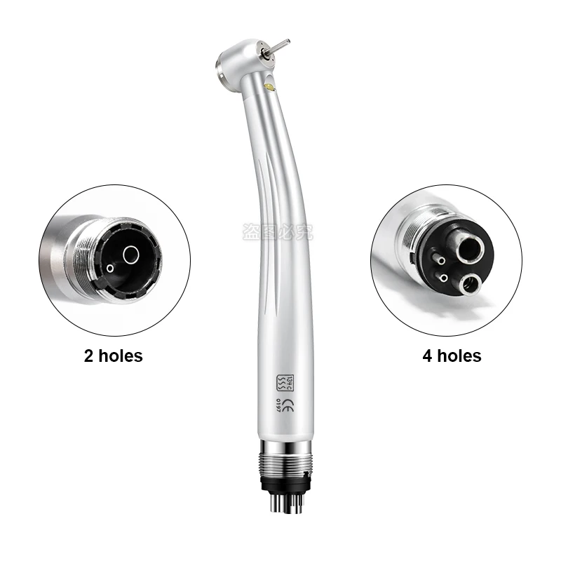 Dental LED High Speed Handpiece Standard Head Push Button Three Water Spray E-generator Air Turbine 2/4 Holes Dentistry Tool