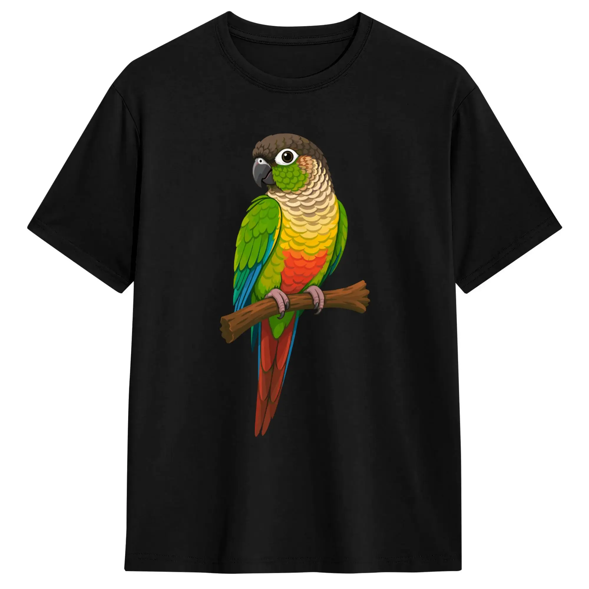 Green Cheek Conure Parrot Bird Performance T Shirts Men Cotton Leisure T-Shirts Crew Neck Tee Shirt Short Sleeve Clothing Unique