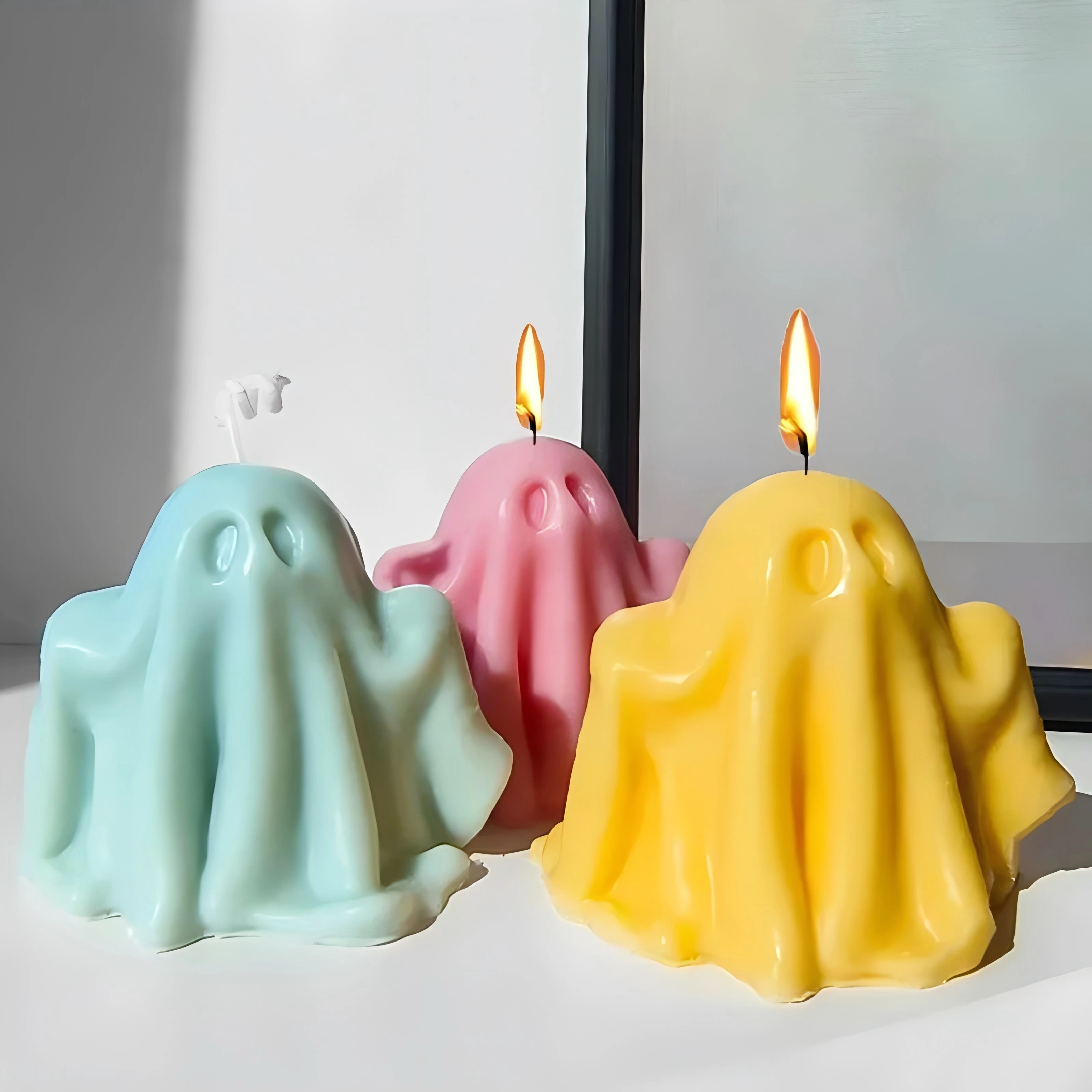 

DIY Halloween Ghost Candle Silicone Mold Aromatherapy Candle Plaster Handmade Soap Mould Halloween Decoration