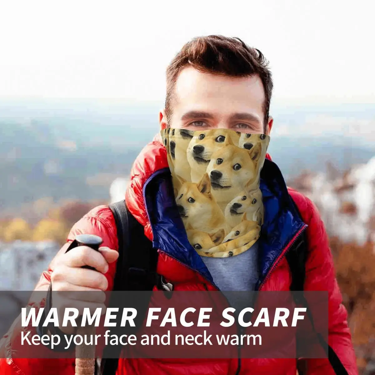 Doge Wow Pattern Shiba Inu Doggo Dog Meme Montage Bandana Neck Gaiter Printed Mask Scarf Riding Headwear Unisex Adult Breathable - view 5