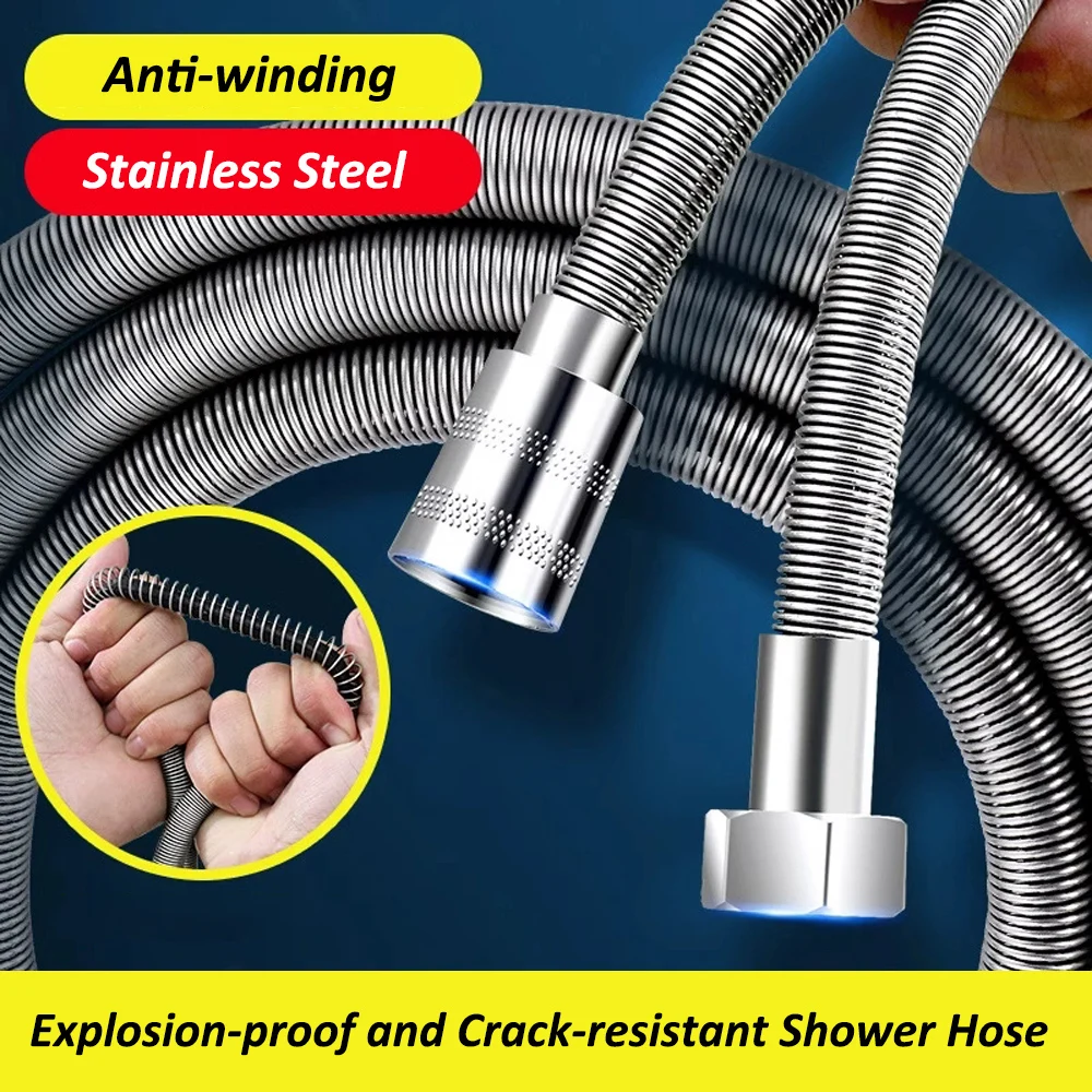 1.2M/1.5M/2M Encryption Stainless Steel Shower Hose High Pressure Pipe Explosion-proof Flexible Shower Hose Bathroom Accessories