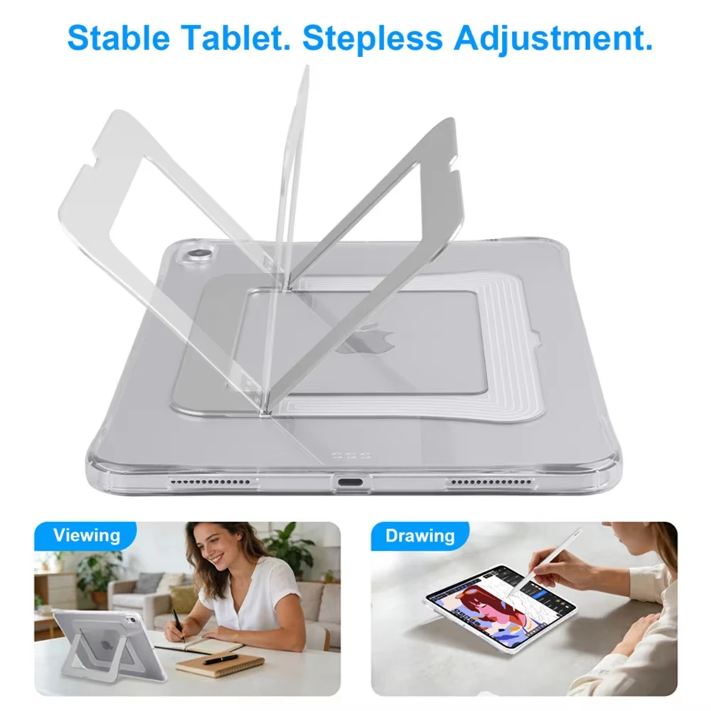 New For iPad 10 10th A16 11th 12th Generation Case iPad Air 11 Pro 11 12.9 13 inch Mini6/7 Acrylic Shockproof Stand Tablet Cover