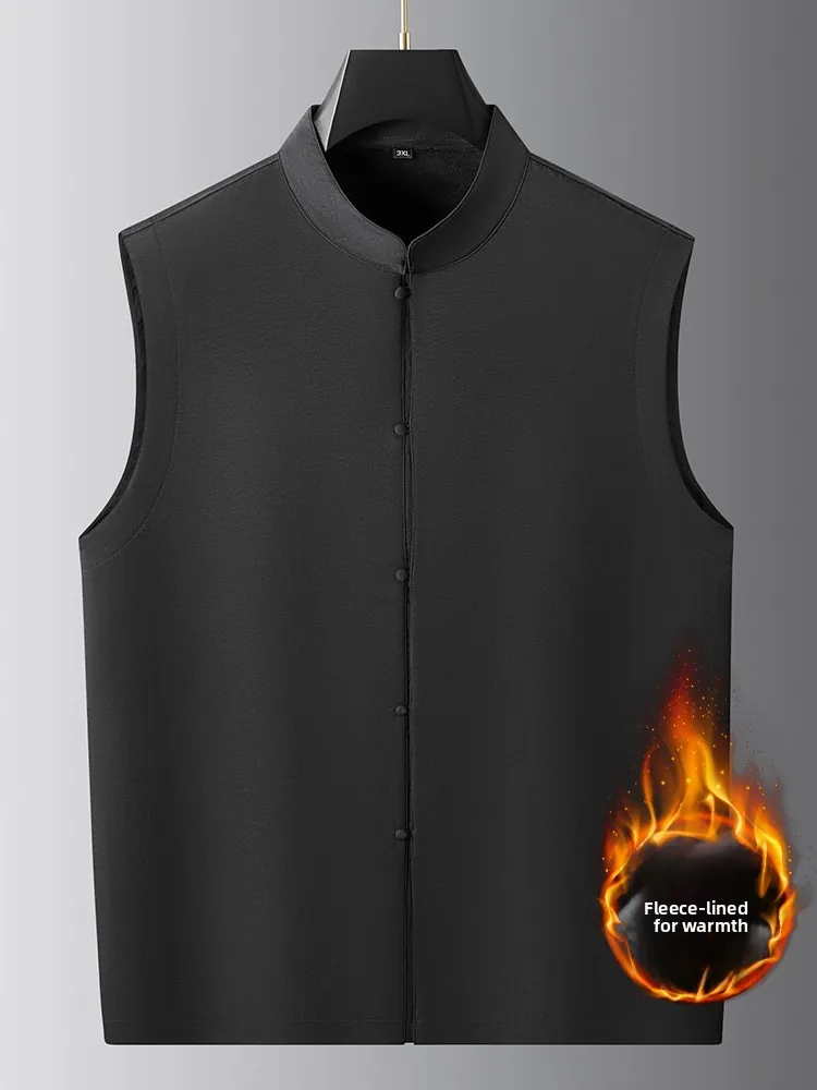 

Busin Sle Fce Lined Thiened Stand Collar Vest Men's plus Size Autumn Winter Warm Casual Faion Polyester Fiber
