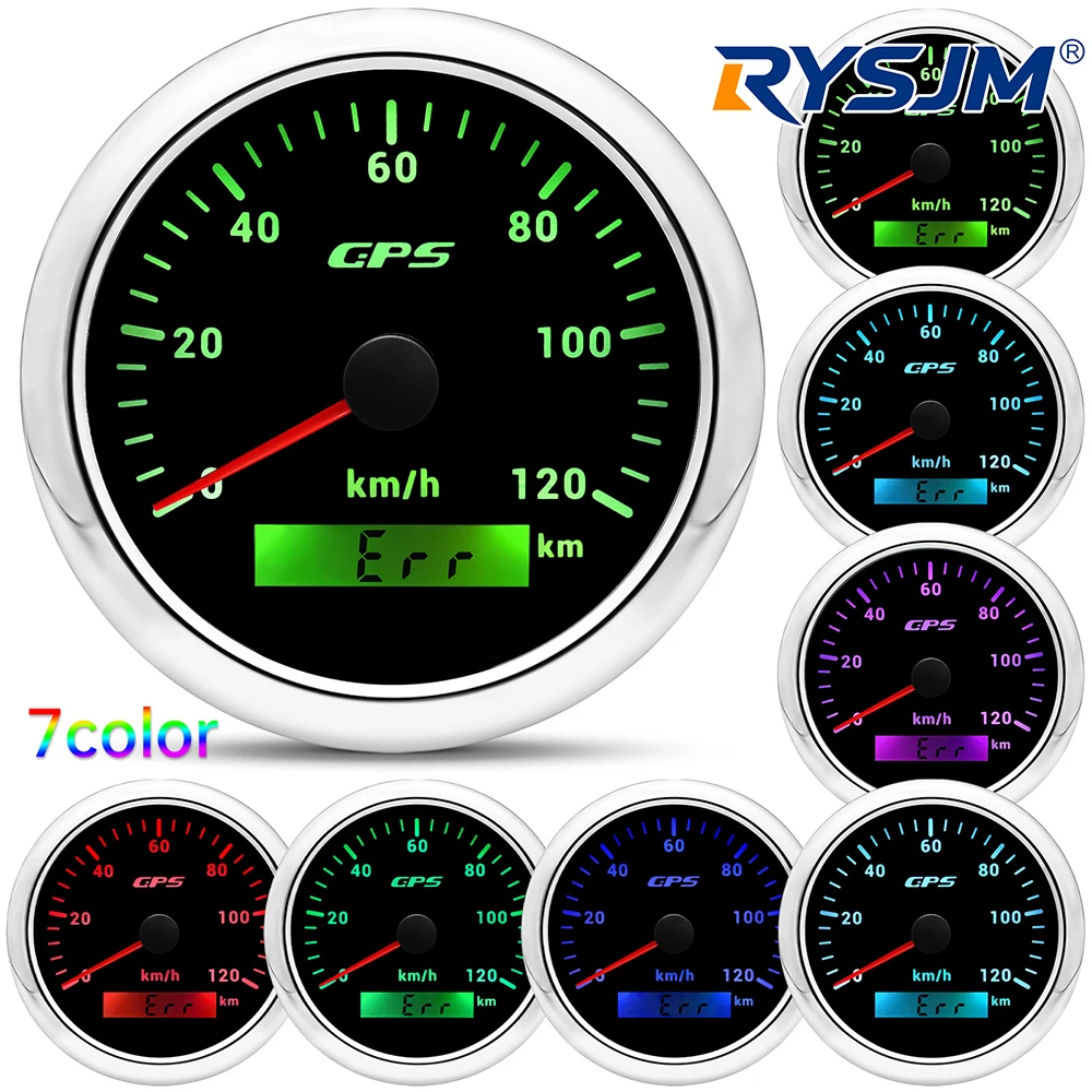 

Universal 85MM GPS Speedometer Gauge 7 Color LED Backlight For Motorcycle Marine Boat Truck 60 Kmh 200 Kmh Speed Gauge Meter