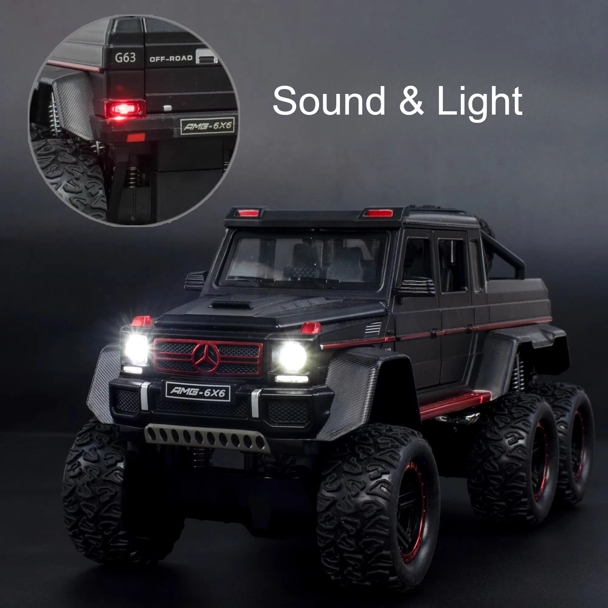 1:22 G63 6x6 Modello di Auto Giocattolo In Lega Diecast Suono Luce Tirare Indietro Modelli Assorbimento Degli Urti Modelli di Veicoli Fuoristrada Regali Di Natale