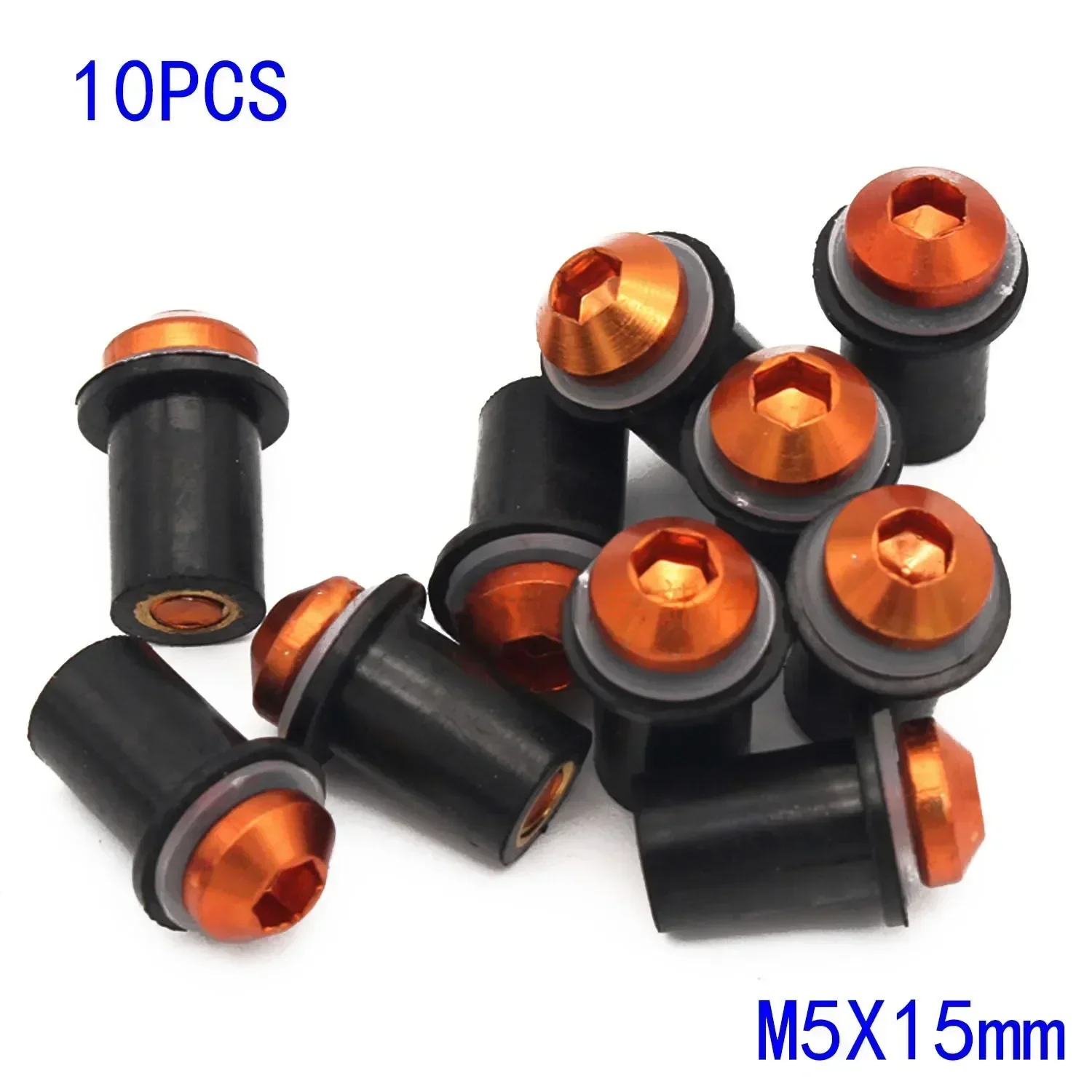 10pcs /Set M5x15mm Aluminum Motorcycle Bicycle Fairing Screws Bolts Fastener Kit Body Mount for Honda, Suzuki, Yamaha,